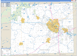 Ann Arbor Metro Area Wall Map Basic Style 2026